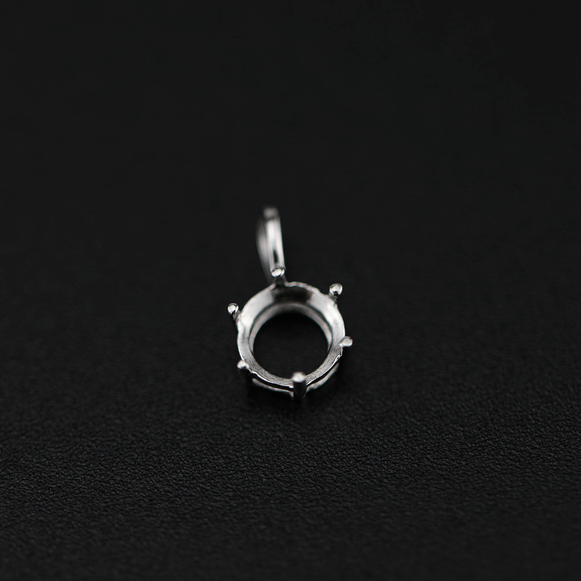 1Pcs 6-8MM Simple Round Prong Bezel Rose Gold Plated Solid 925 Sterling Silver Pendant Blank Settings for Moissanite Gemstone 1411249